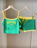 🇧🇷 Conjunto Cropped & Short Brasil Vibes