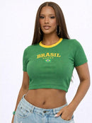 Compre 1 Leve 2 Cropped Brasil canelado - Edição limitada